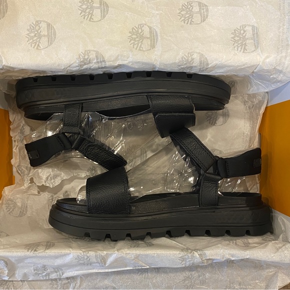 Timberland Black Leather Ray City Ankle Strap Sandals Shoes Flats Multi Size NEW - Picture 7 of 9